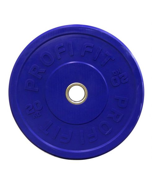 Диск для штанги каучуковый, цветной D51 мм PROFI-FIT 20 кг