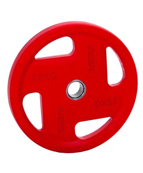 Диск обрезиненный (четыре хвата, цветной) D51 мм PROFI-FIT 25 кг