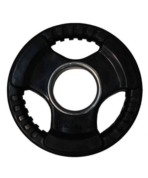 Диск обрезиненный (три хвата, черный) D51 мм PROFI-FIT  1,25 кг