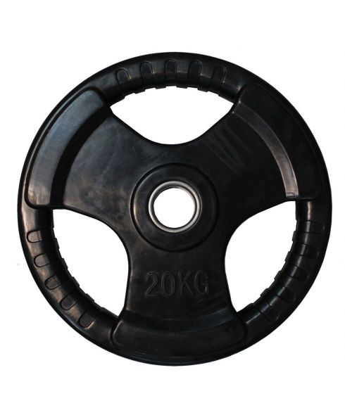 Диск обрезиненный (три хвата, черный) D51 мм PROFI-FIT 20 кг