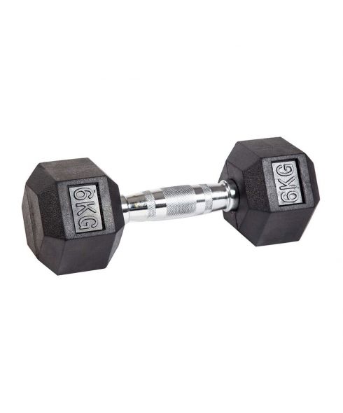 Гантель гексагональная обрезиненная PROFI-FIT 6 кг