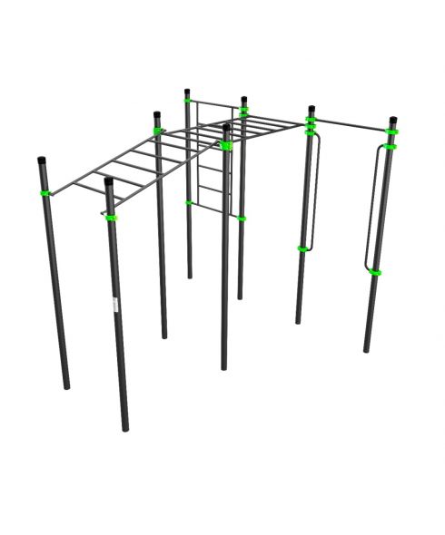 W228 Воркаут (рукоход в подъем и клас., швед стенка, перекладина, перекладины верт.) ZAVODSPORTA